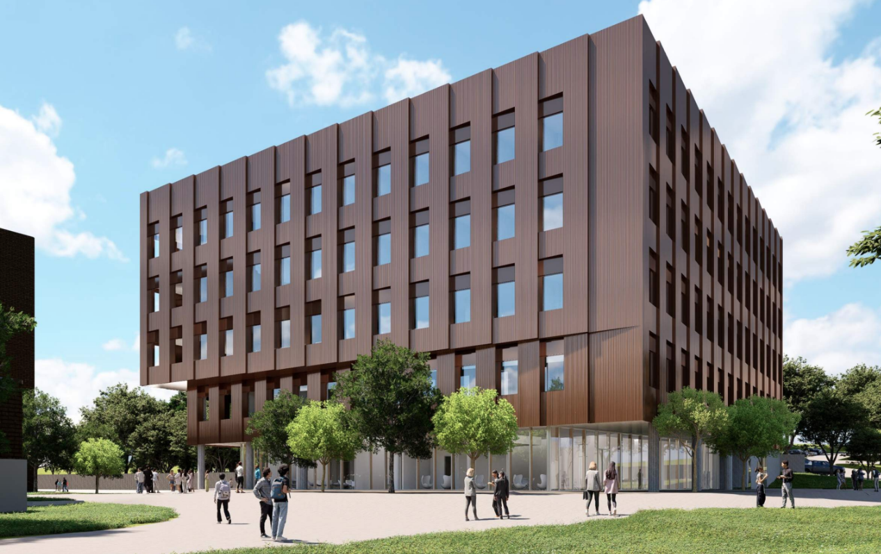 rendering showing newly constructed college of business