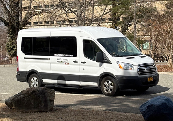 outdoor image of the shuttle bus