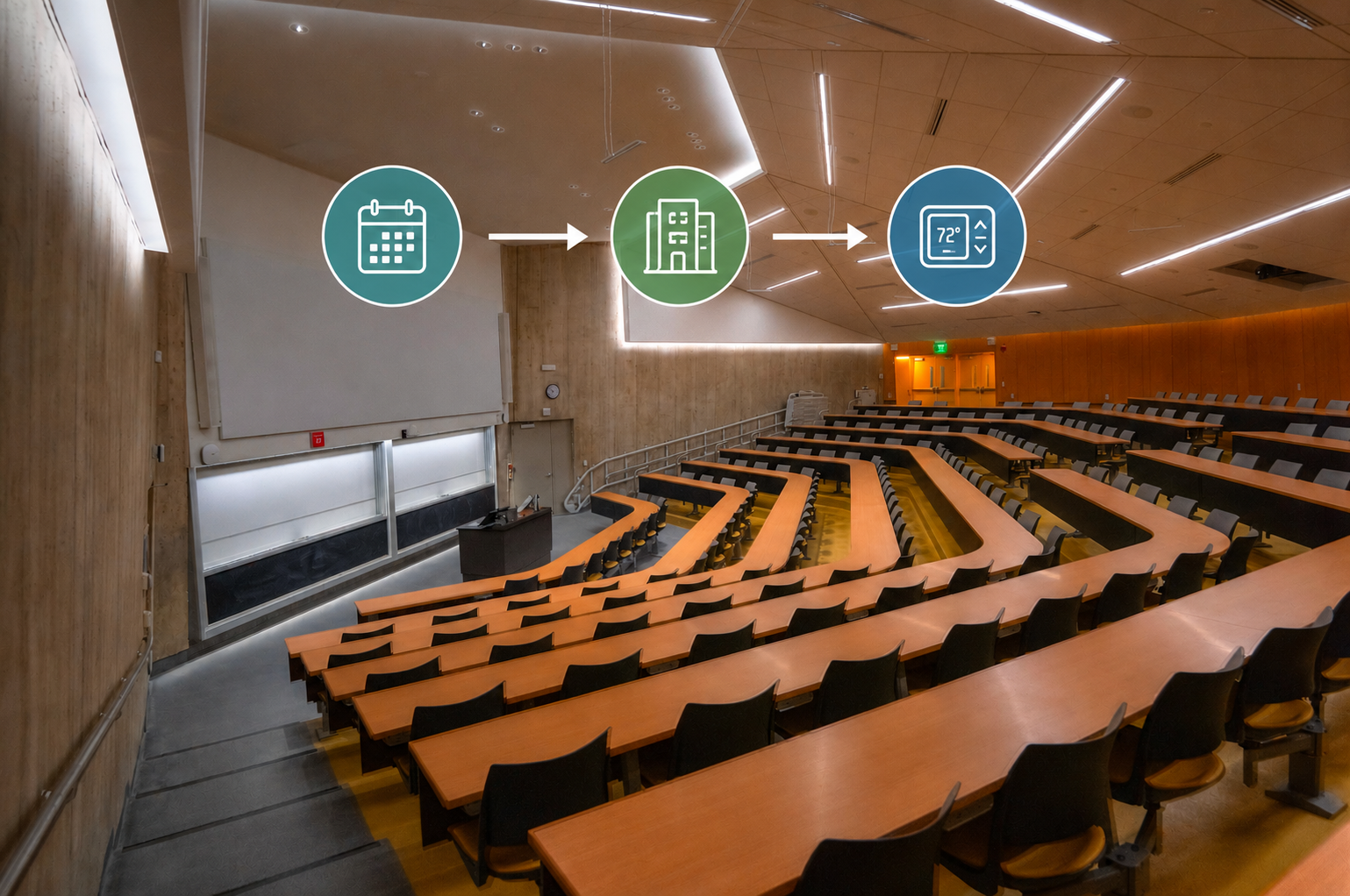 javits lecture hall with HVAC icons overlaying