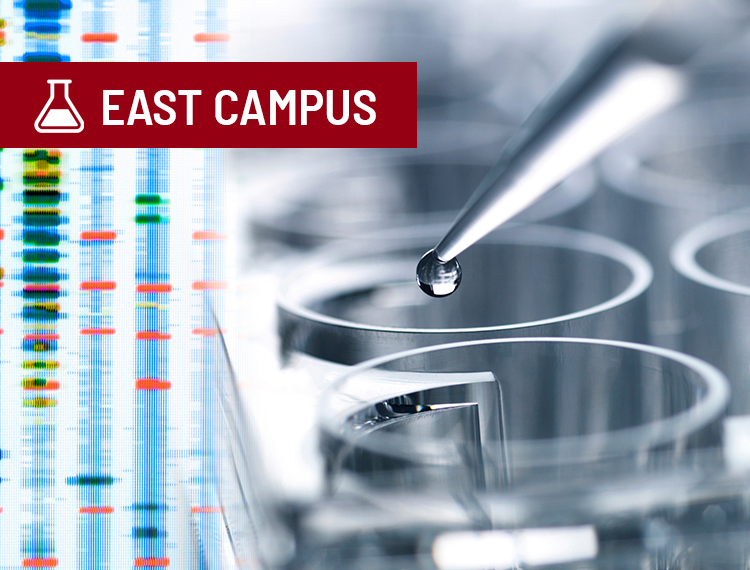 Genetic Test Tube abstract photo with "East Campus" label overlay