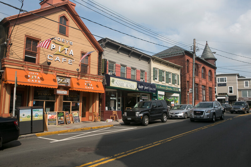 Local shops along a Long Island main street
