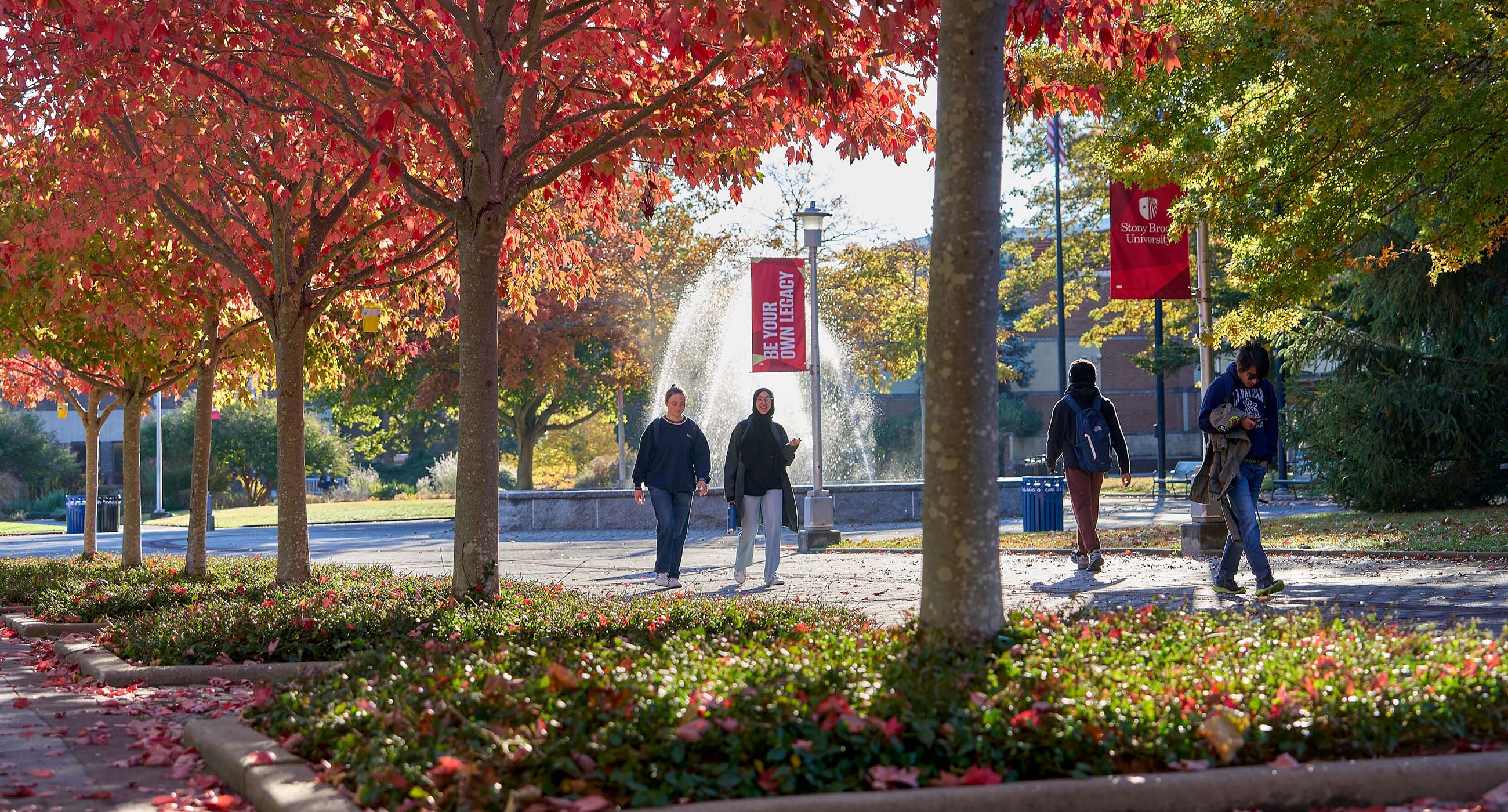 students walking by