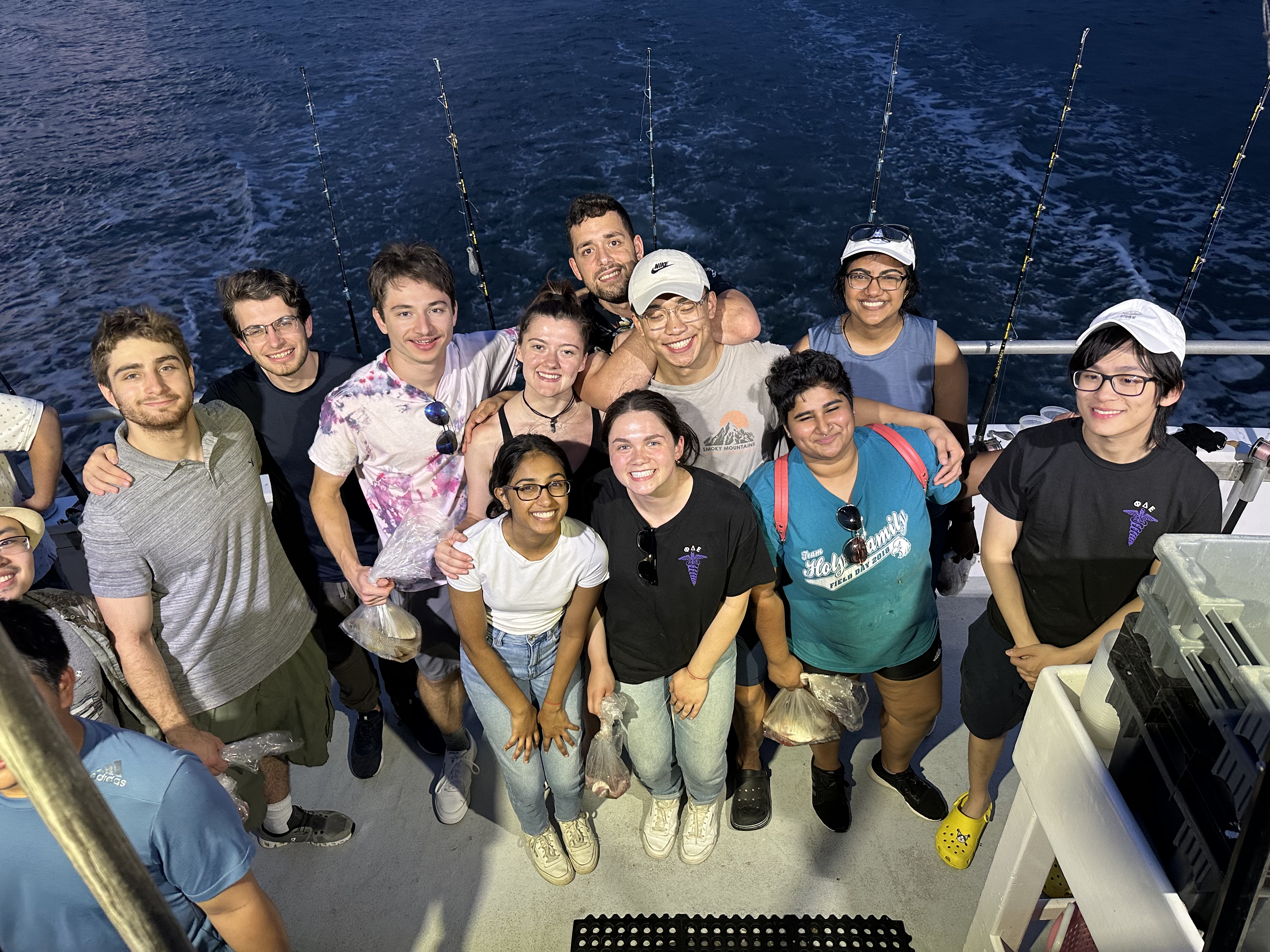 Group of students on a boat
