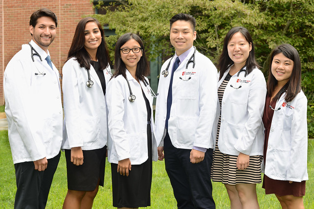Group of medical students outside