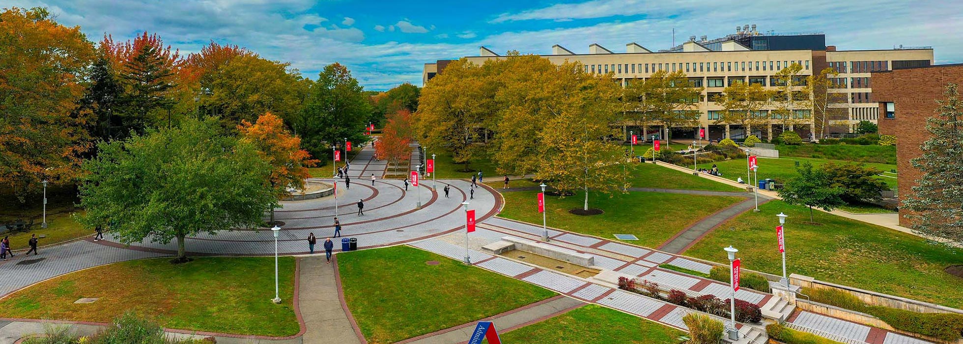 An aerial view of Stony Brook University