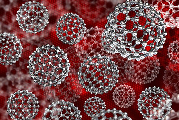 Materials Science An abstract image in silver and black of molecules
