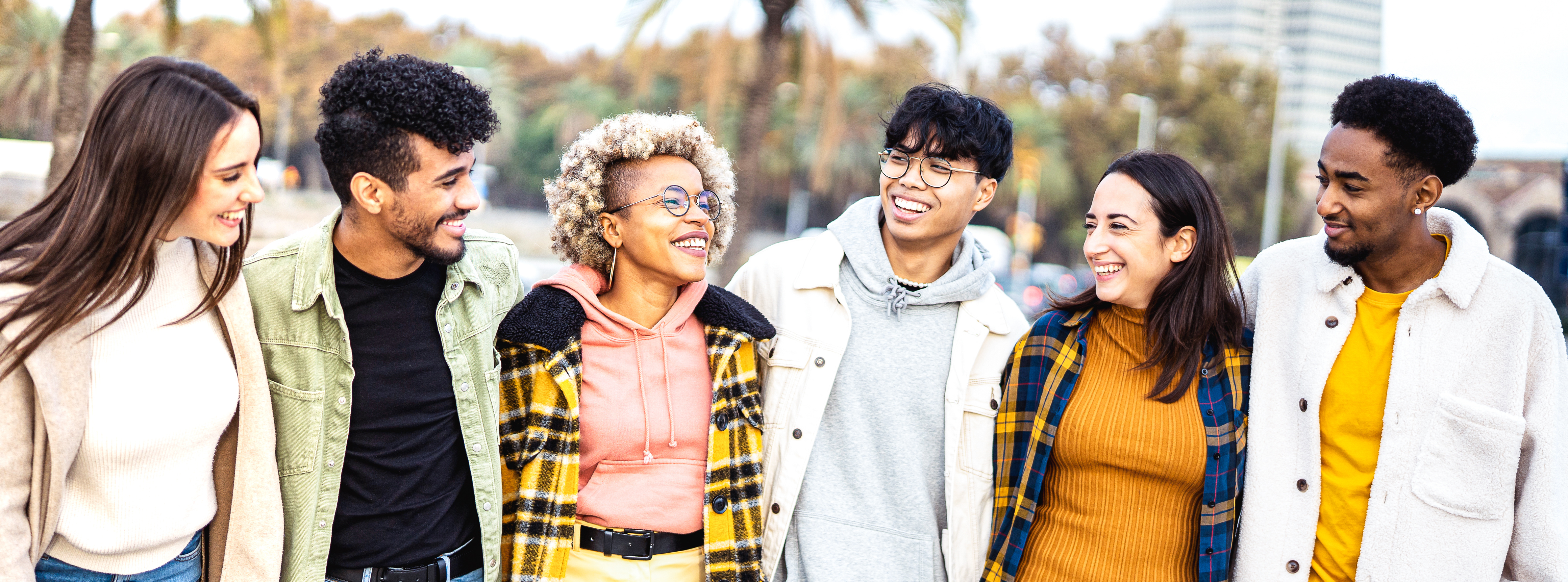 University students walking together outdoors