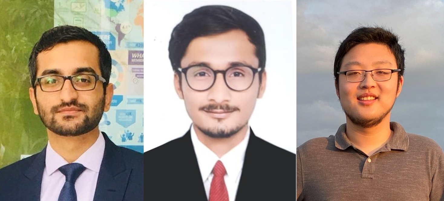 Dr. Fang Luo students Adbul Basit Mirza, Kushan Choksi, and Austin Zhou
