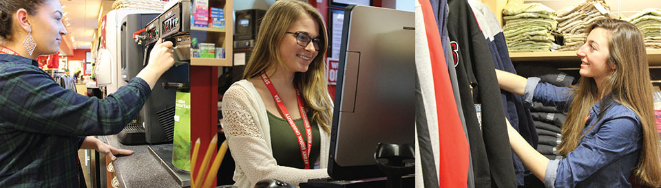 students working at seawolves marketplace