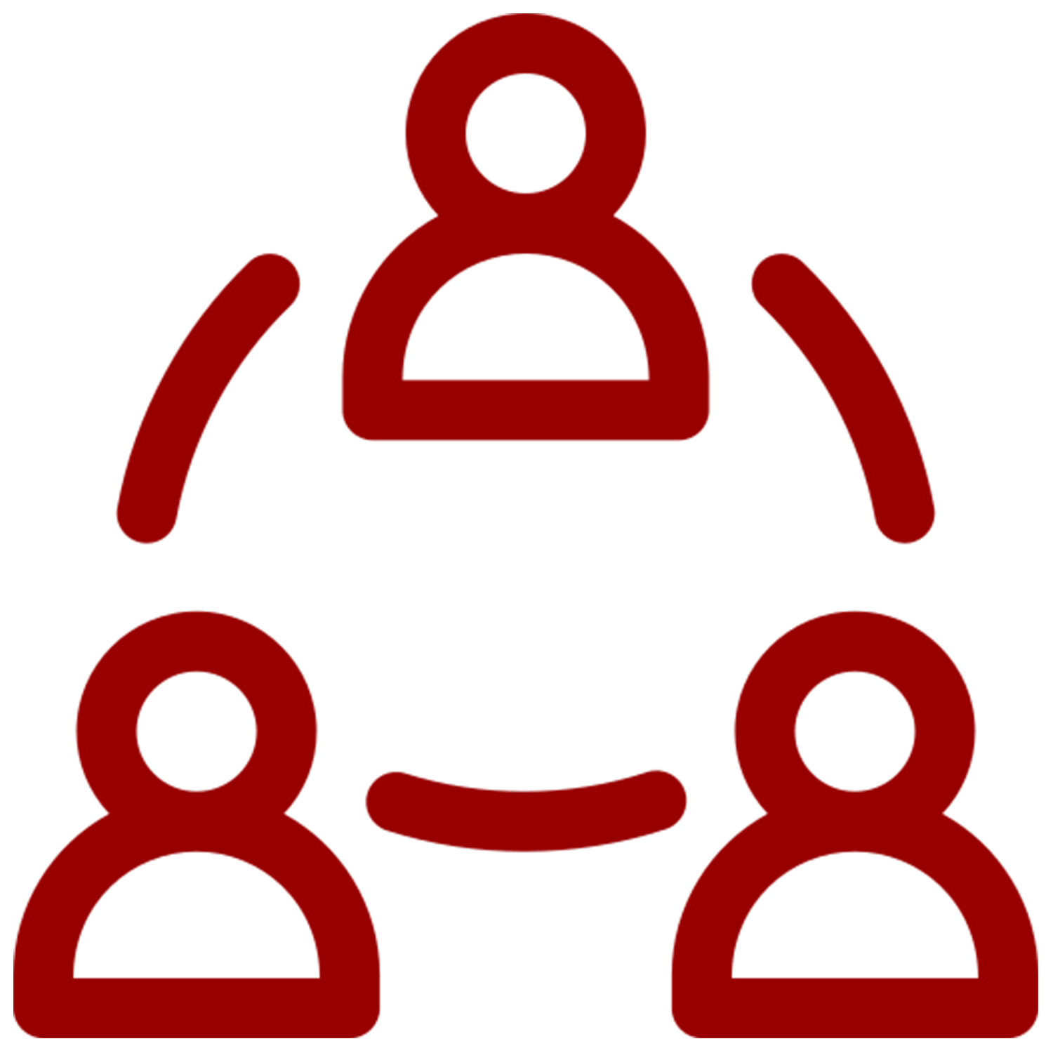 Alumni Network icon showing 3 people linked together by lines in a circle