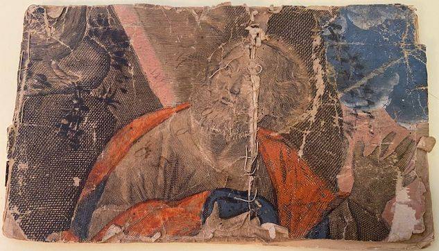 Margaret M. Squires composition book. The cover depicts a man with a beard looking upward.