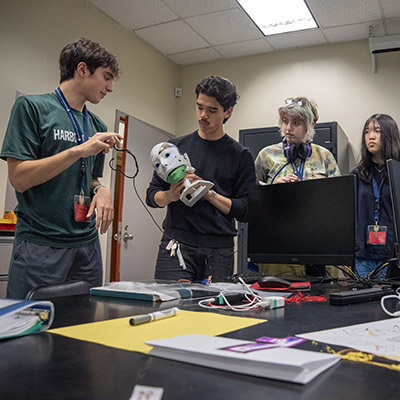 Students working in a biomedical engineering lab.