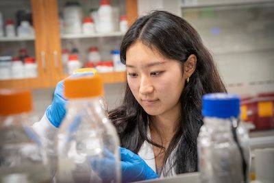 Yuu-u (Loy) Hashimoto working in a lab.