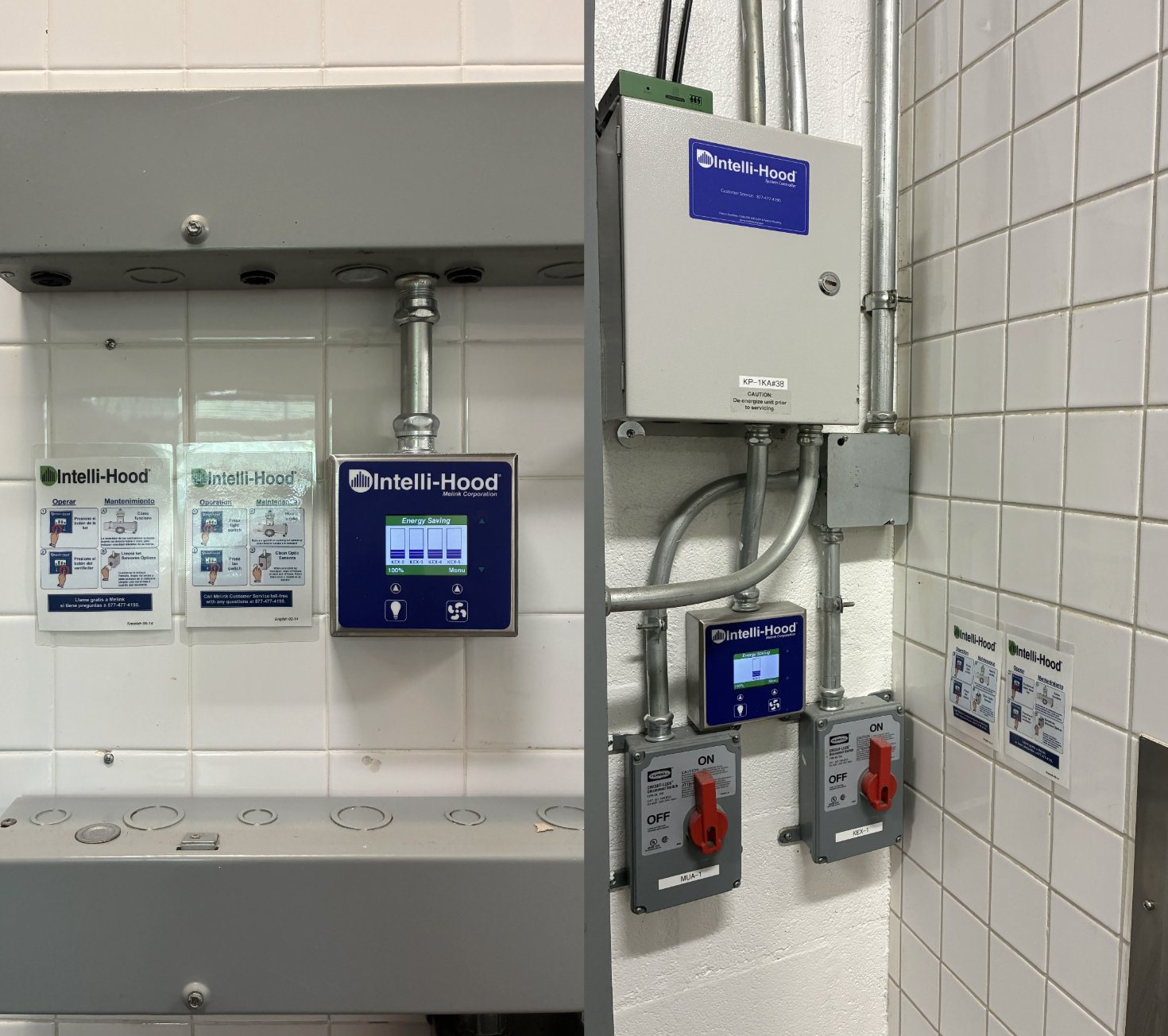 photos depicting installed hood controllers