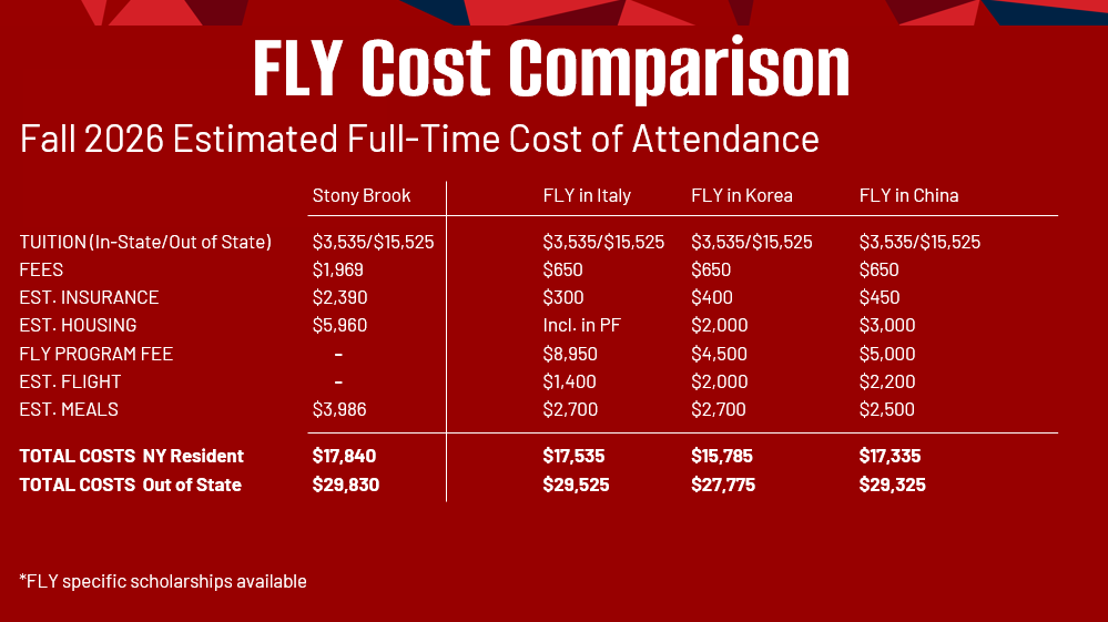Chart with the FLY cost comparision for 2026