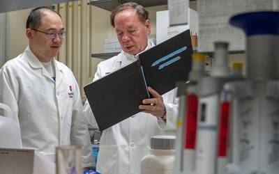 Researchers collaborating in a lab environment supporting interdisciplinary research