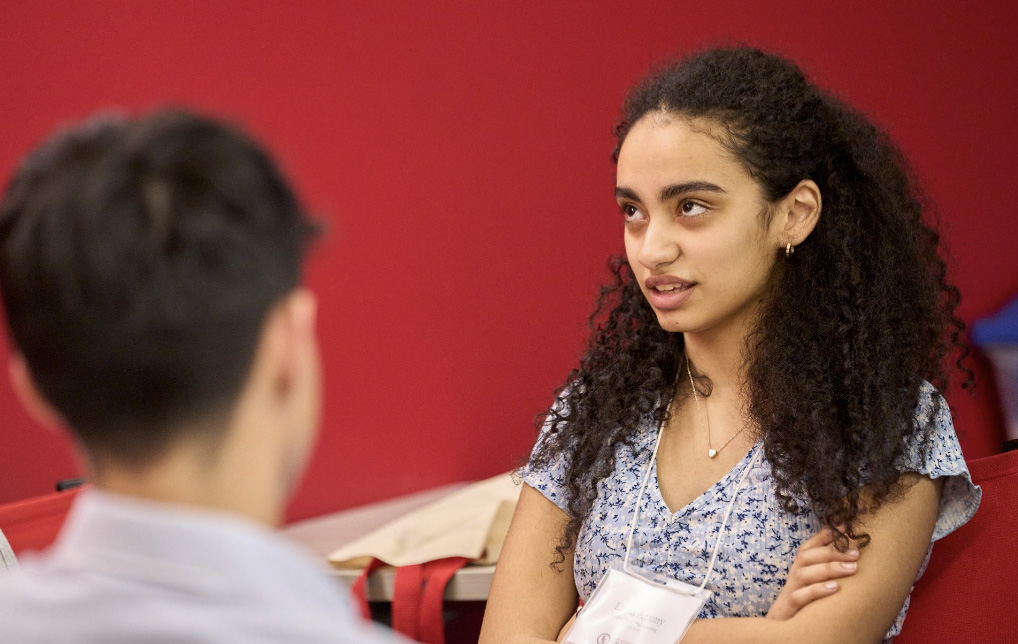 students talking