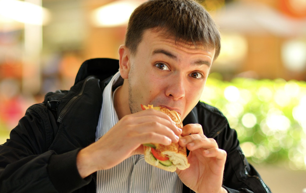 man eating