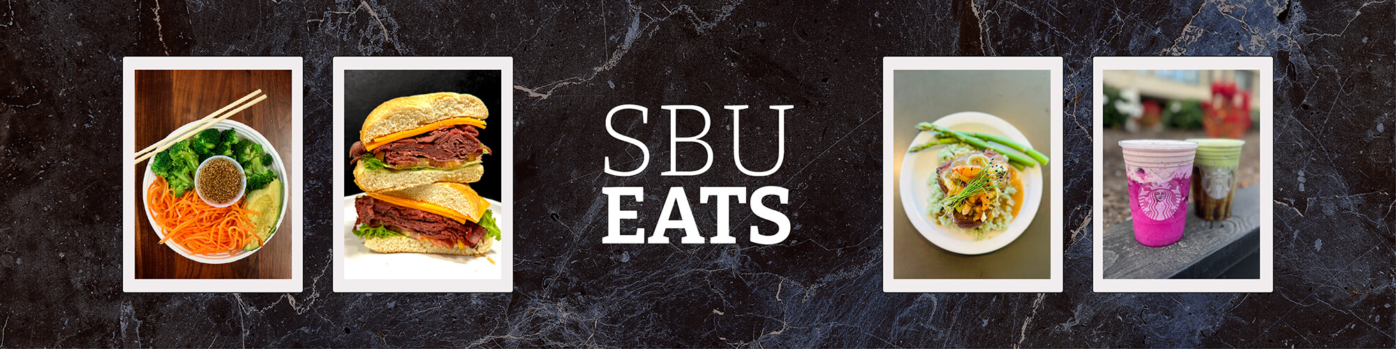 4 Images of food with black background