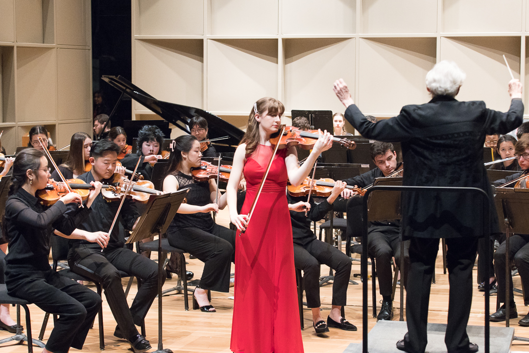 university orchestra with soloist
