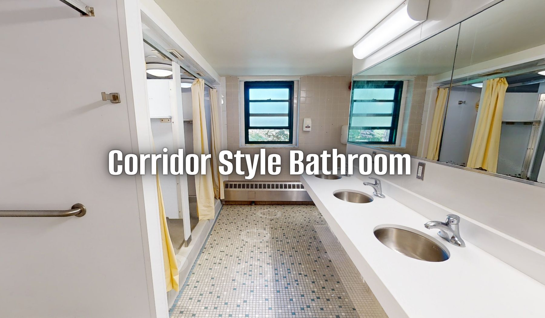 corridor style bathroom virtual tour