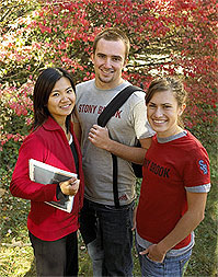 Three students standing