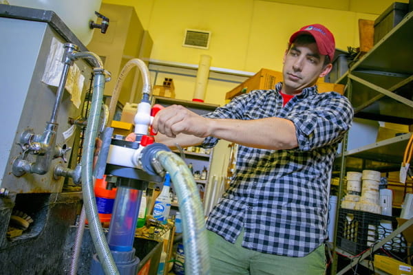 Chris Crosby at work in the Instrument Lab