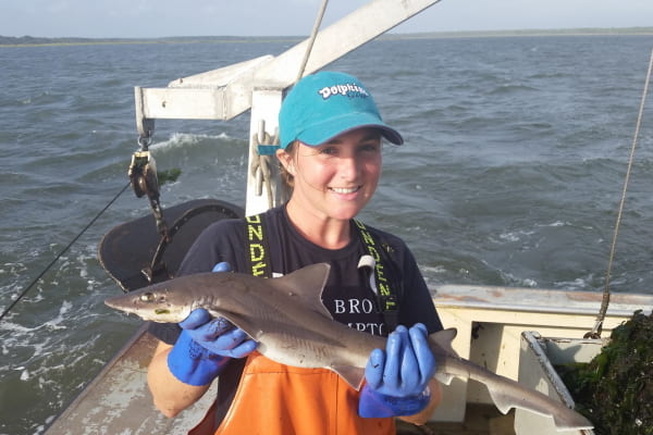 Tyler Abruzzo holds a dogfish Tyler Abruzzo holds a dogfish