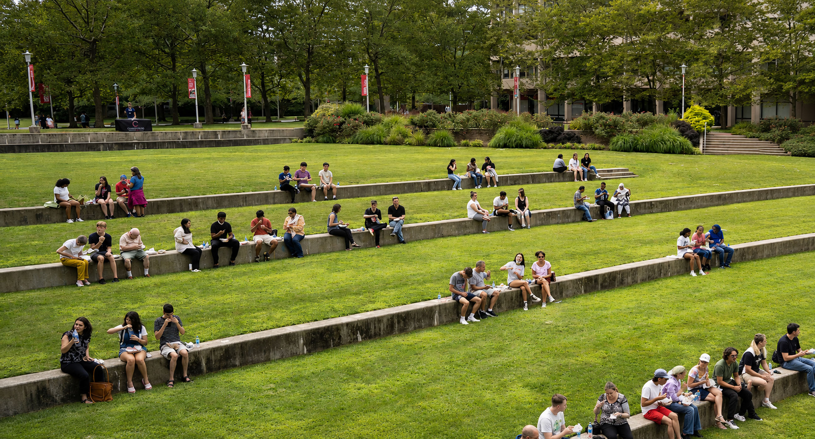 Students outside on Stony Brook Campus