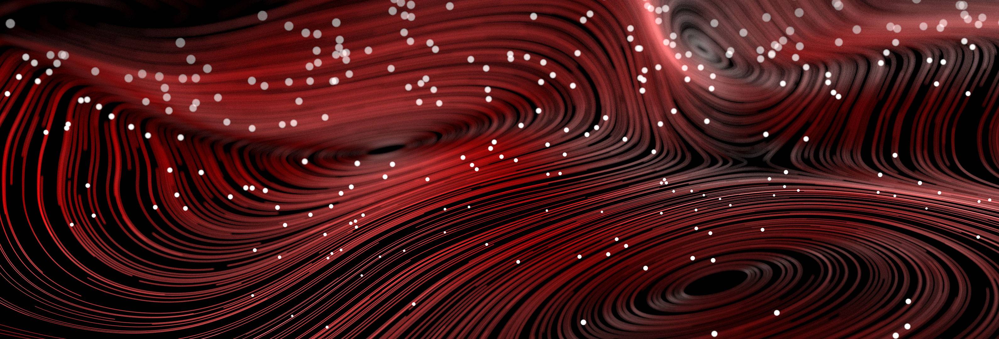 Red swirls on black background